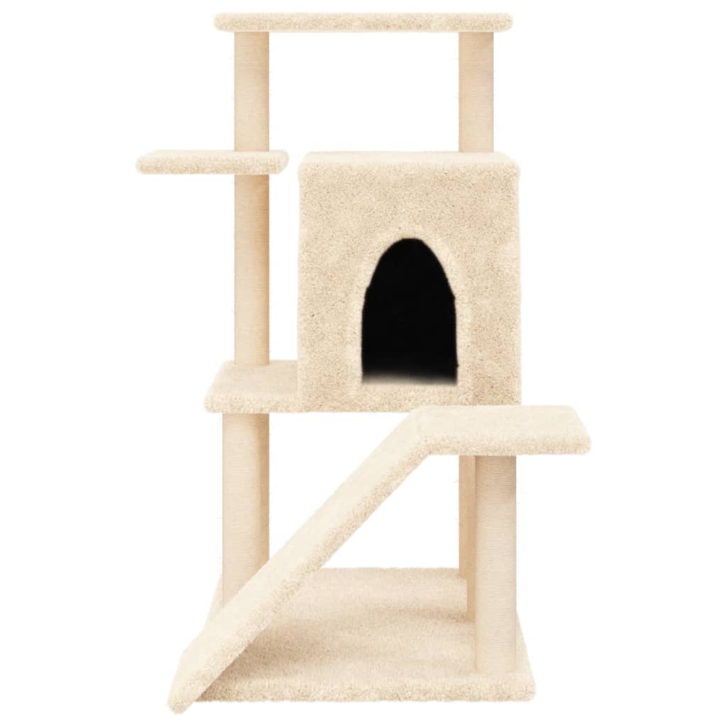 Árvore p/ gatos c/ postes arranhadores sisal 97 cm cor creme