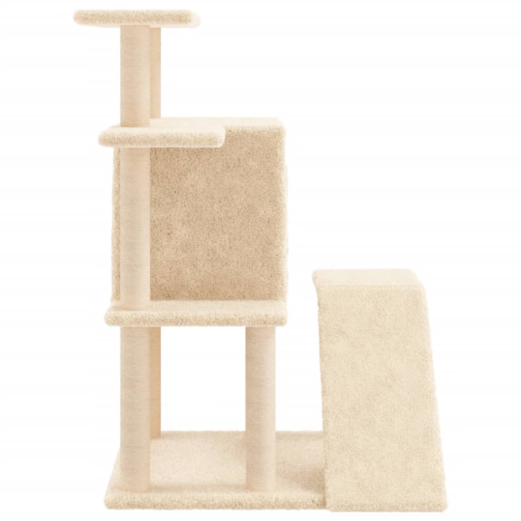 Árvore p/ gatos c/ postes arranhadores sisal 97 cm cor creme