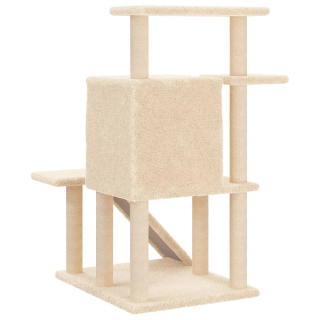 Árvore p/ gatos c/ postes arranhadores sisal 97 cm cor creme