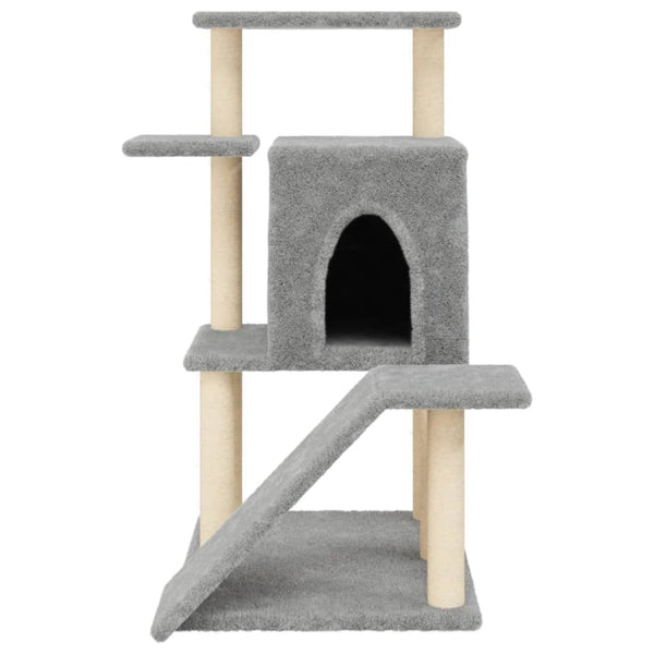 Árvore p/ gatos c/ postes arranhadores sisal 97 cm cinza-claro