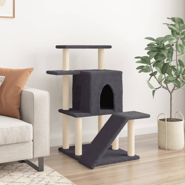 Árvore p/ gatos c/ postes arranhadores sisal 97 cm cinza-escuro