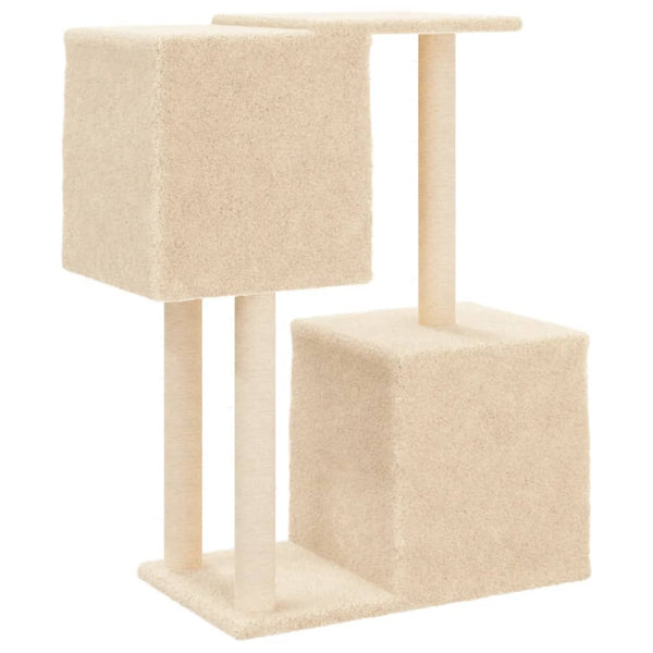 Árvore para gatos c/ postes arranhadores sisal 86 cm cor creme