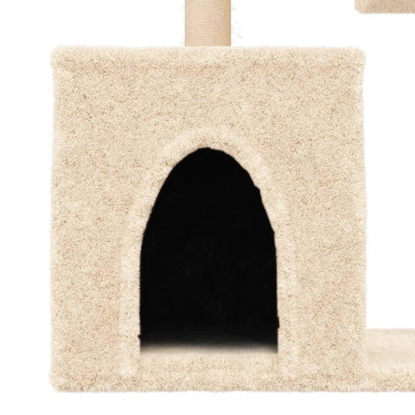 Árvore para gatos c/ postes arranhadores sisal 86 cm cor creme