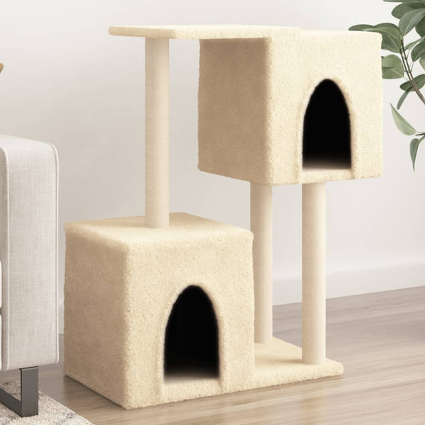 Árvore para gatos c/ postes arranhadores sisal 86 cm cor creme