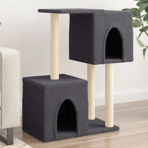 Árvore p/ gatos c/ postes arranhadores sisal 86 cm cinza-escuro