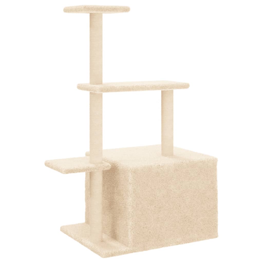 Árvore para gatos c/ postes arranhadores sisal 110 cm cor creme