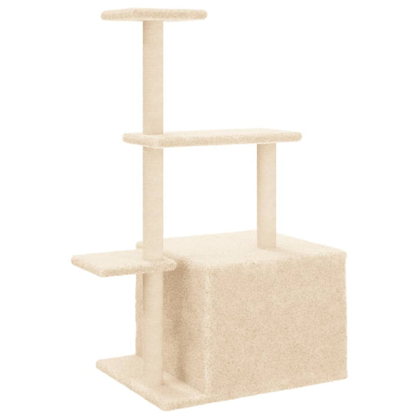 Árvore para gatos c/ postes arranhadores sisal 110 cm cor creme