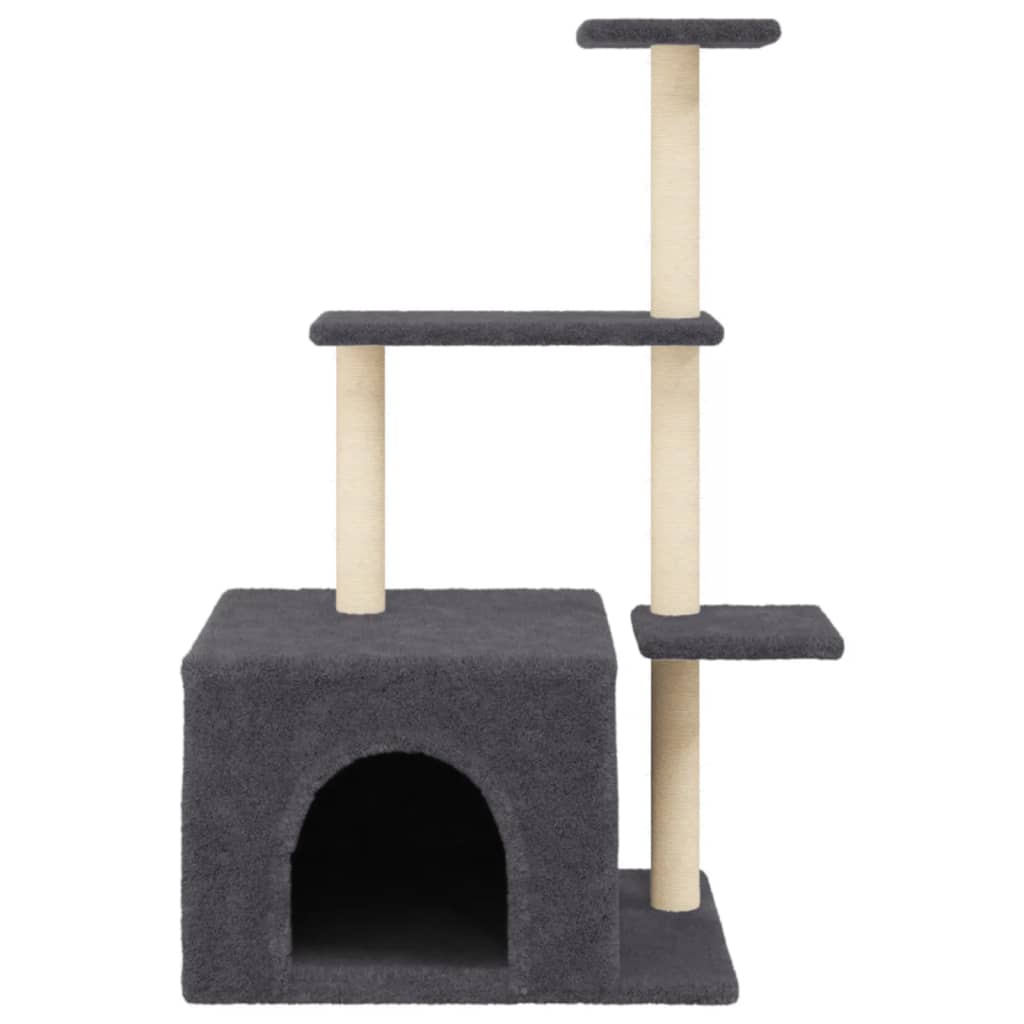 Árvore p/ gatos c/ postes arranhadores sisal 110cm cinza-escuro