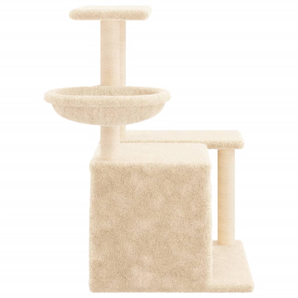 Árvore para gatos c/ postes arranhadores sisal 83 cm cor creme