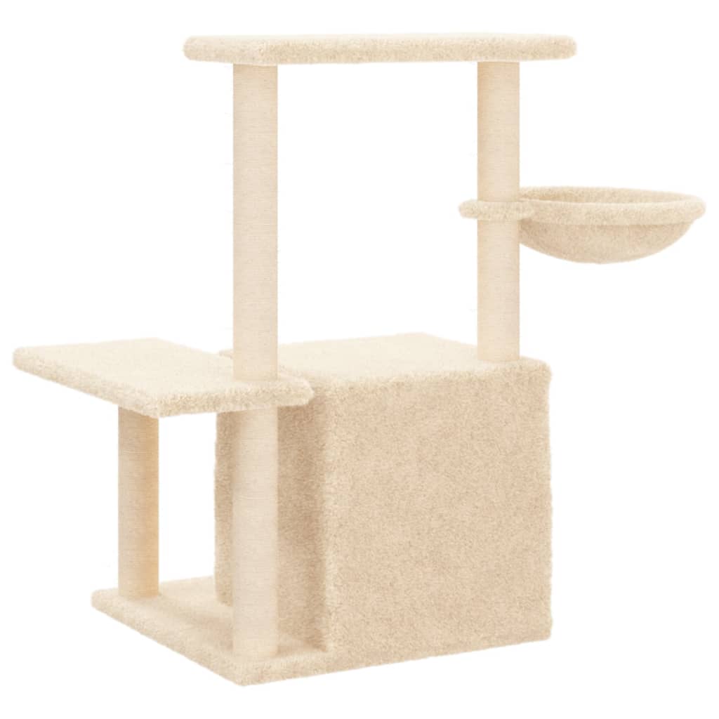 Árvore para gatos c/ postes arranhadores sisal 83 cm cor creme