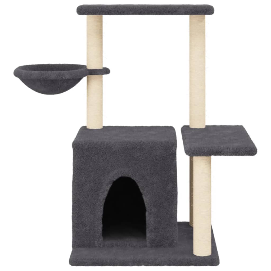 Árvore p/ gatos c/ postes arranhadores sisal 83 cm cinza-escuro