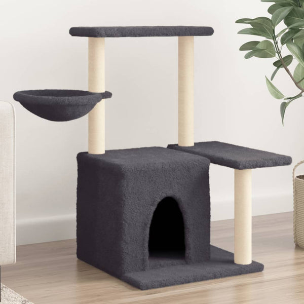 Árvore p/ gatos c/ postes arranhadores sisal 83 cm cinza-escuro