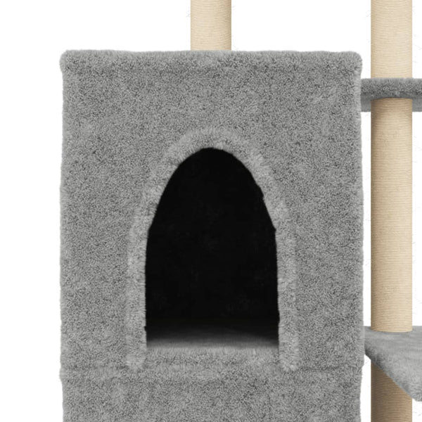 Árvore p/ gatos c/ postes arranhadores sisal 97 cm cinza-claro