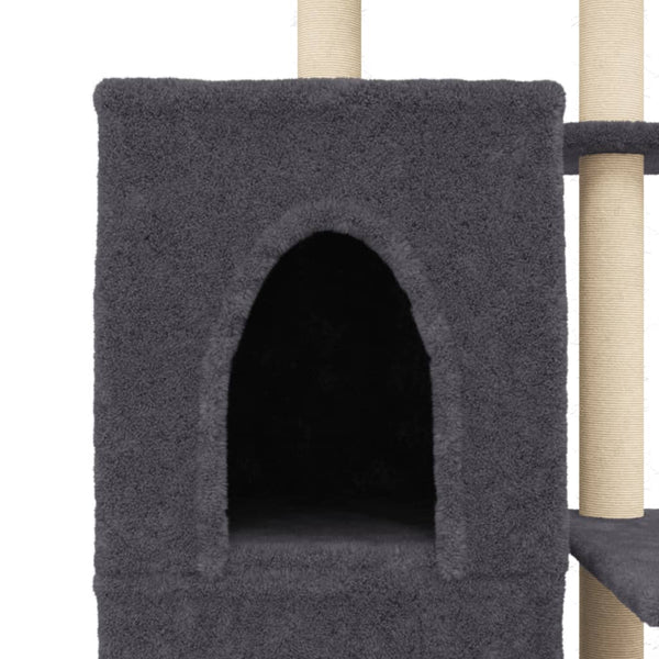 Árvore p/ gatos c/ postes arranhadores sisal 97 cm cinza-escuro