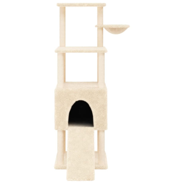 Árvore para gatos c/ postes arranhadores sisal 153 cm cor creme