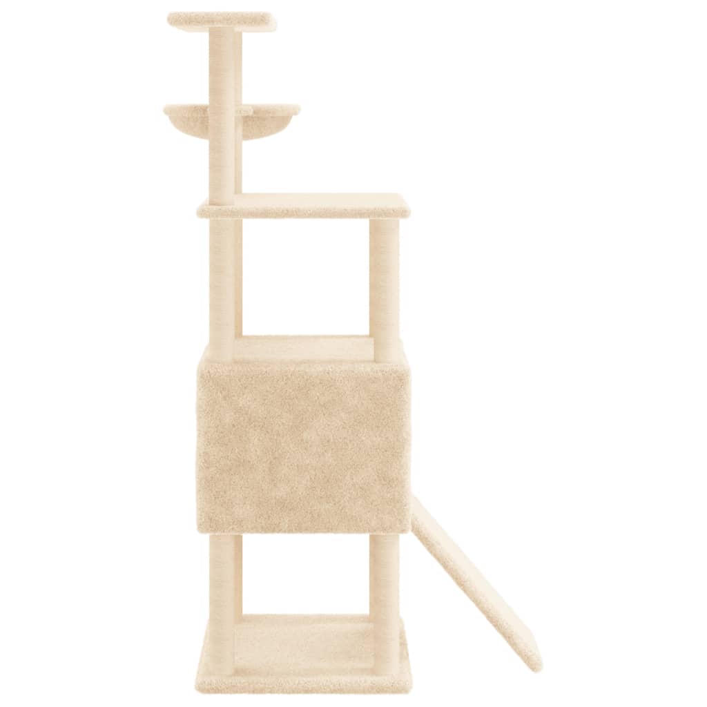 Árvore para gatos c/ postes arranhadores sisal 153 cm cor creme