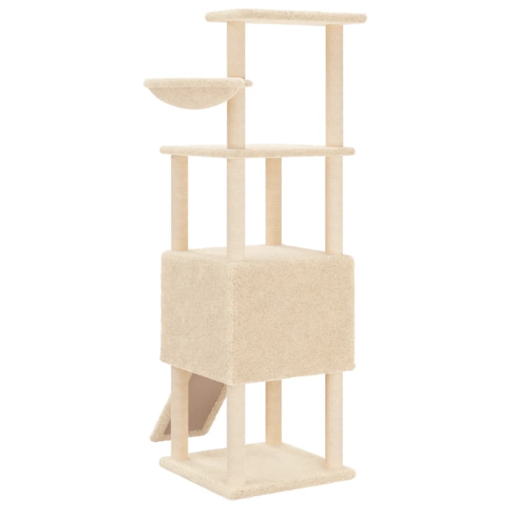 Árvore para gatos c/ postes arranhadores sisal 153 cm cor creme