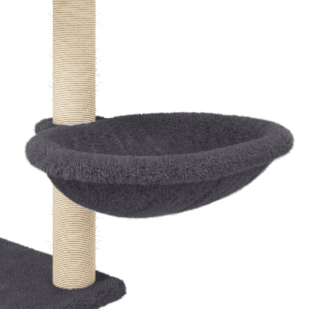 Árvore p/ gatos c/ postes arranhadores sisal 153cm cinza-escuro