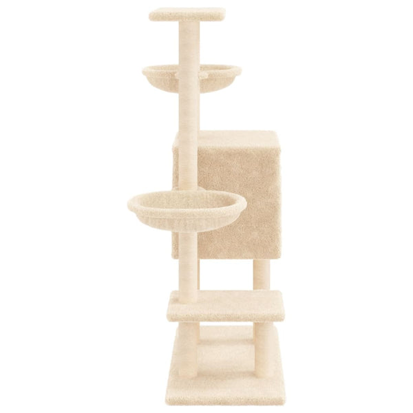 Árvore para gatos c/ postes arranhadores sisal 117 cm cor creme