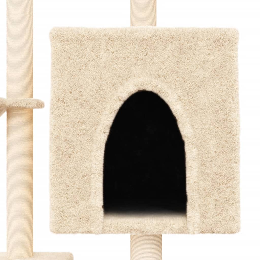 Árvore para gatos c/ postes arranhadores sisal 117 cm cor creme