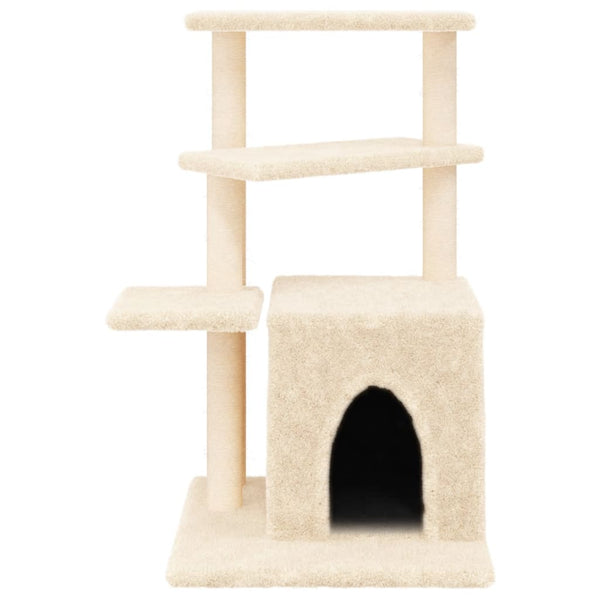 Árvore para gatos c/ postes arranhadores sisal 83,5 cm creme