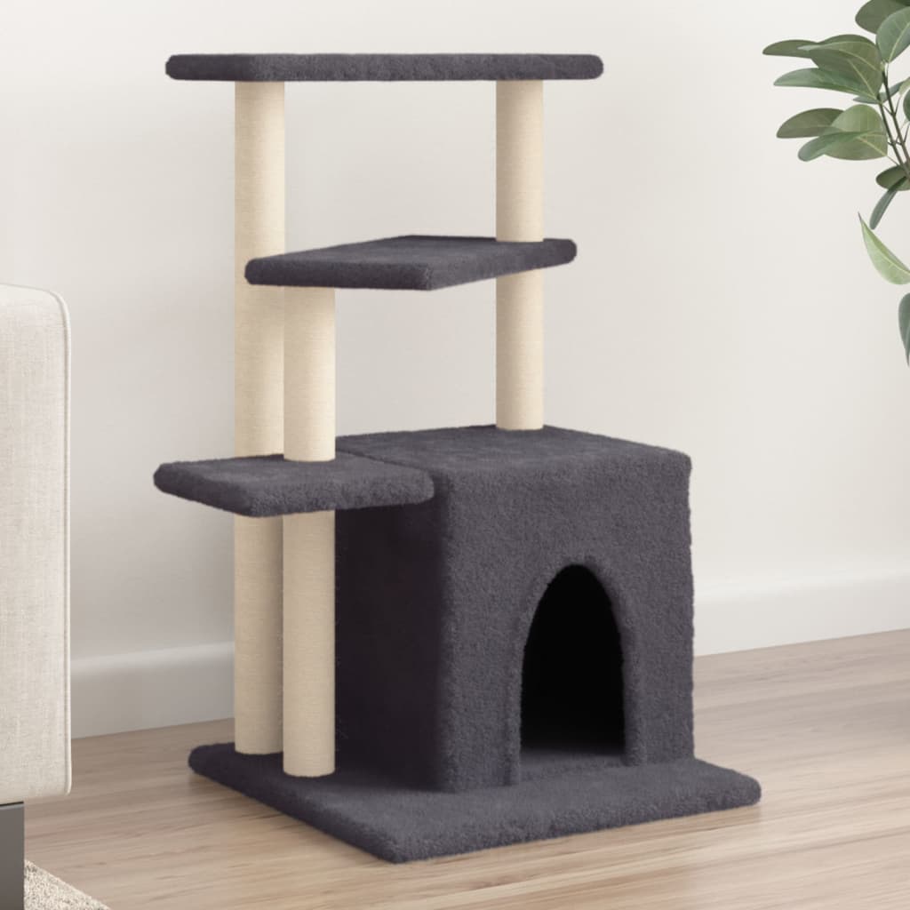 Árvore p/ gatos postes arranhadores sisal 83,5 cm cinza-escuro