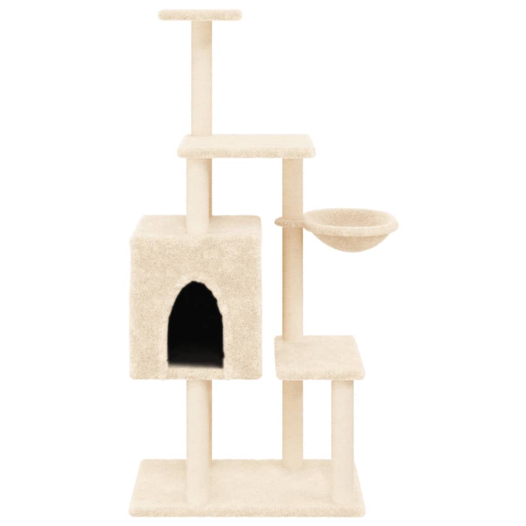 Árvore p/ gatos c/ postes arranhadores sisal 131 cm cor creme