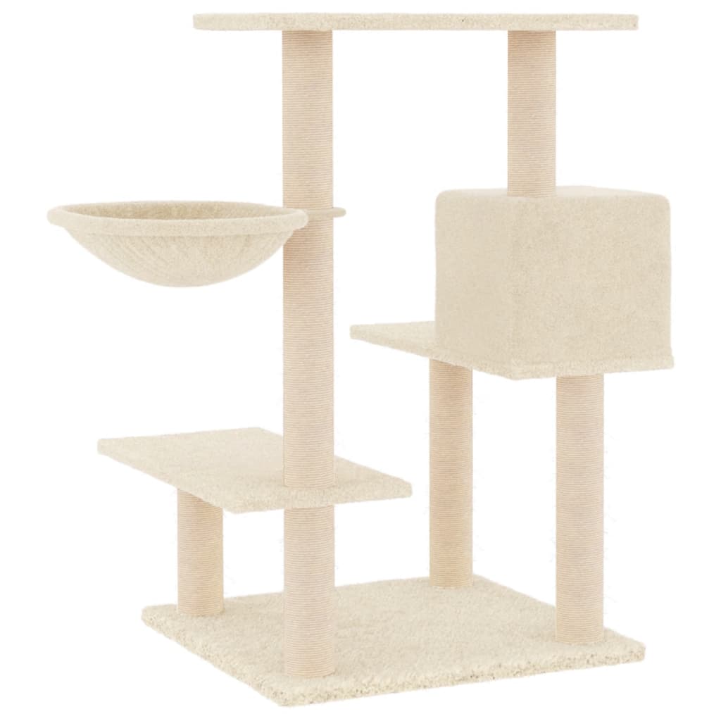 Árvore para gatos c/ postes arranhadores sisal 82,5 cm creme