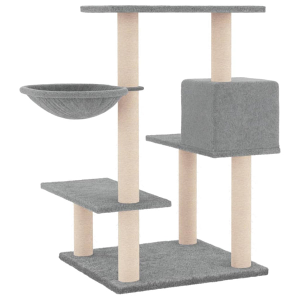 Árvore p/ gatos c/ postes arranhadores sisal 82,5cm cinza-claro