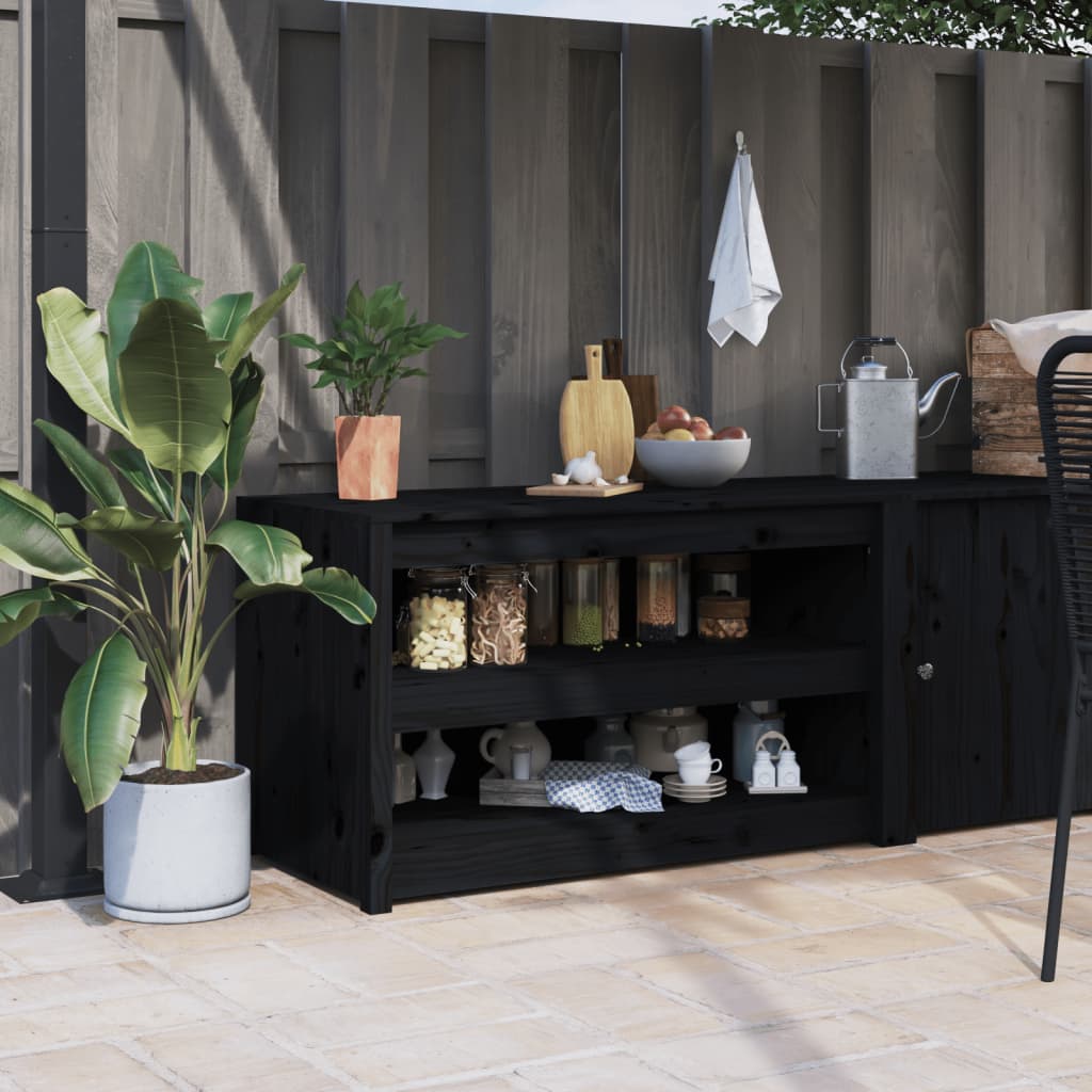 Outdoor kitchen cabinet 106x55x64 cm black solid pine