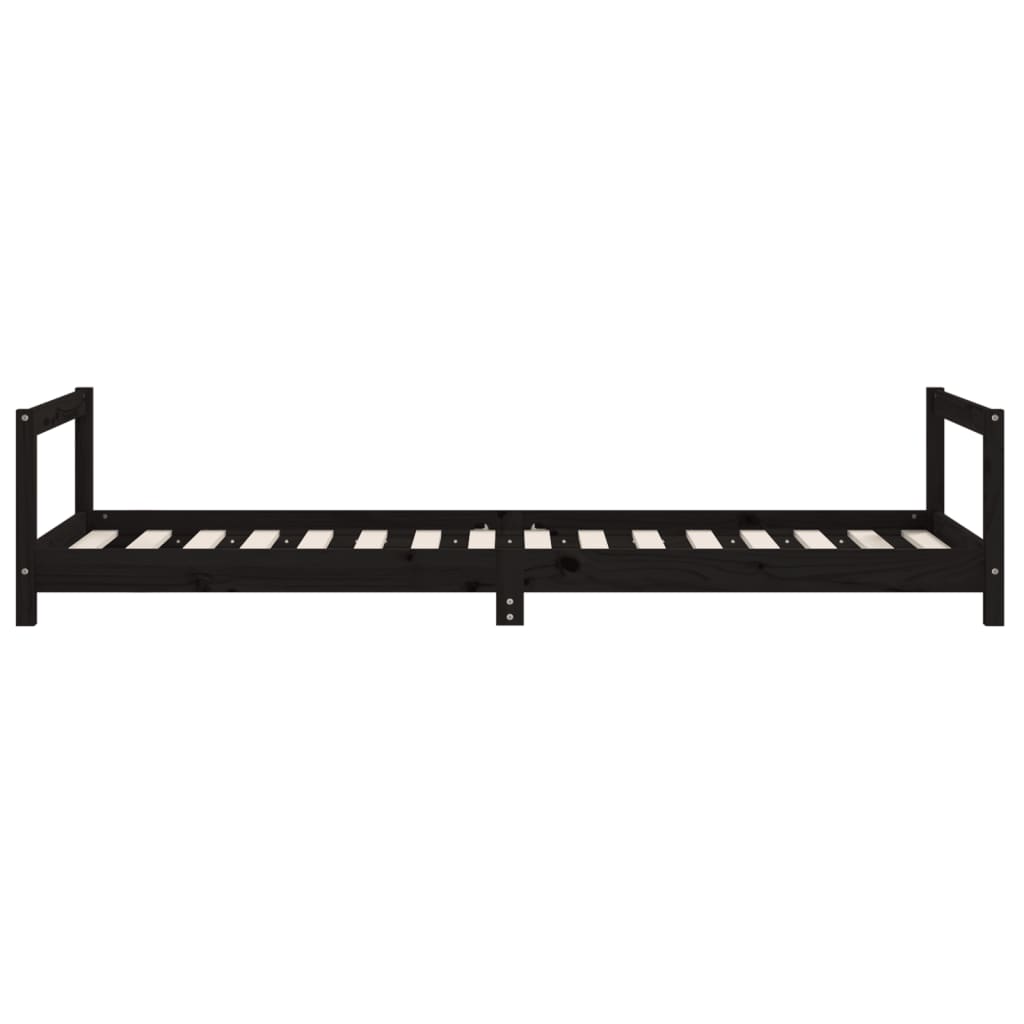 Estrutura de cama infantil 80x200 cm pinho maciço preto