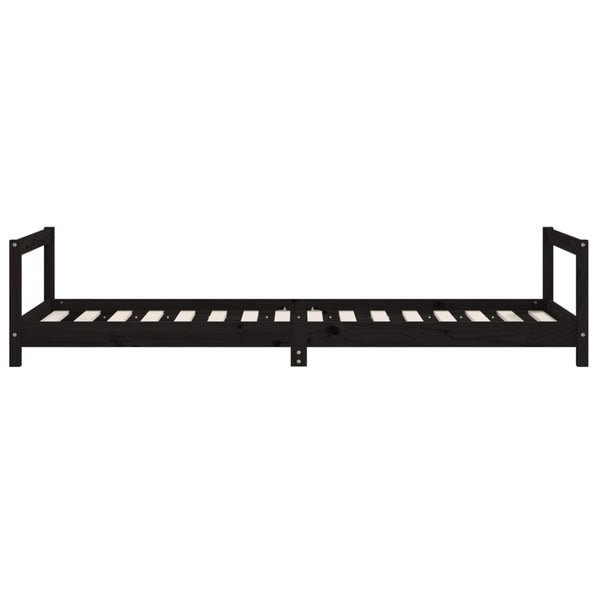 Estructura de cama infantil de pino macizo negro 80x200 cm