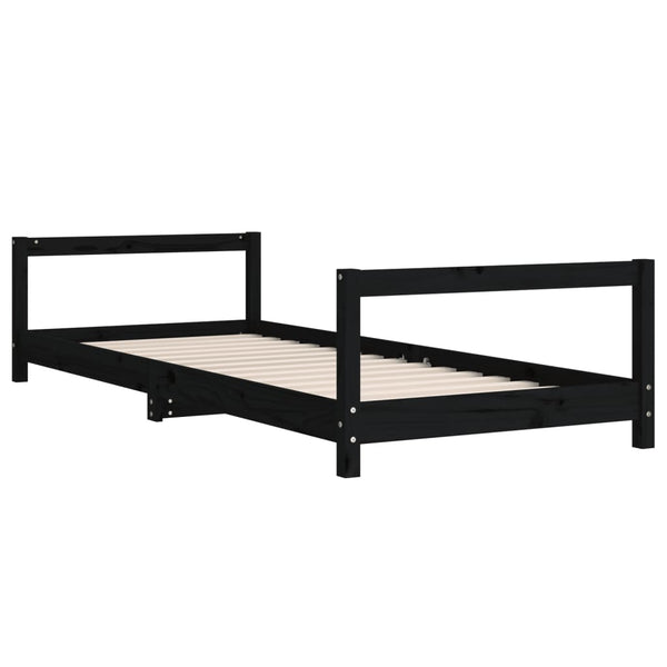 Estructura de cama infantil de pino macizo negro 80x200 cm