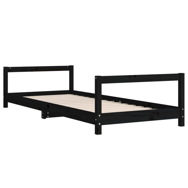 Children's bed frame 90x200 cm black solid pine