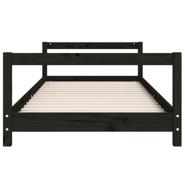 Children's bed frame 90x200 cm black solid pine