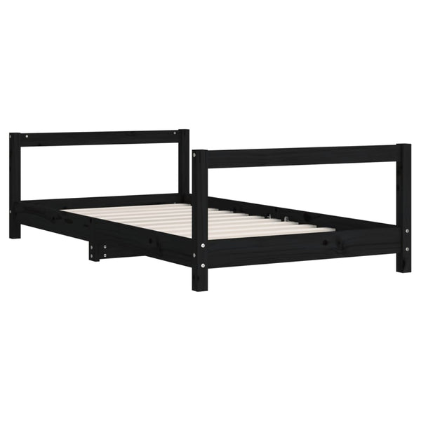 Children's bed frame 80x160 cm black solid pine