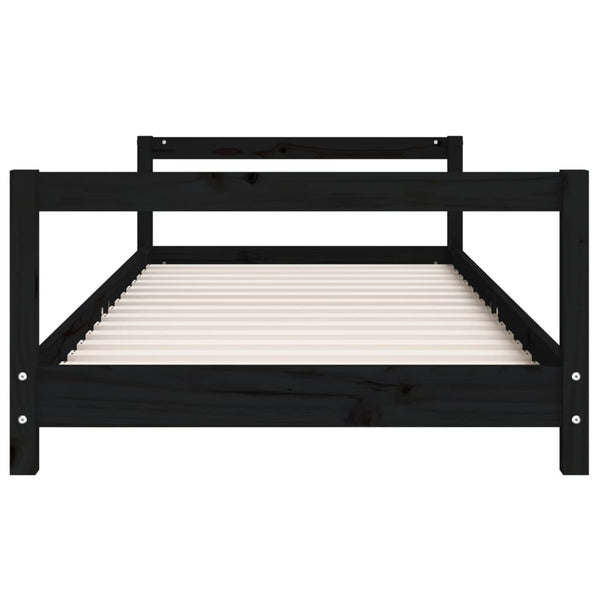 Children's bed frame 80x160 cm black solid pine