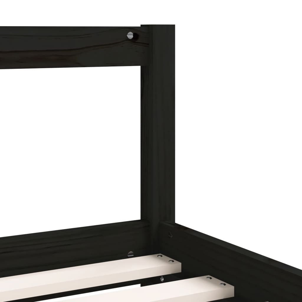 Children's bed frame 80x160 cm black solid pine