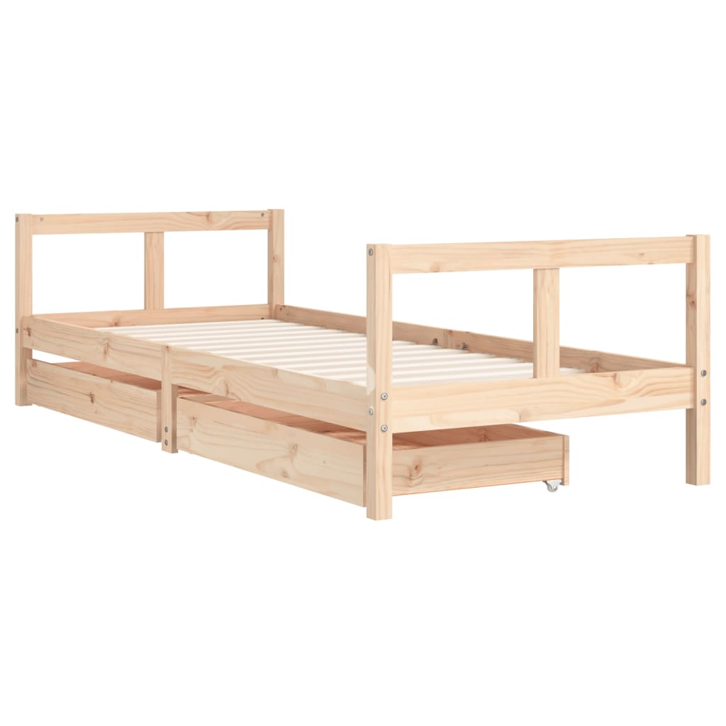 Children's bed frame with drawers 80x200 cm solid pine