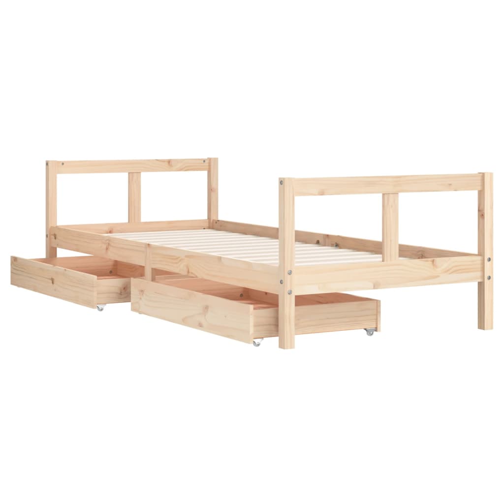 Children's bed frame with drawers 80x200 cm solid pine