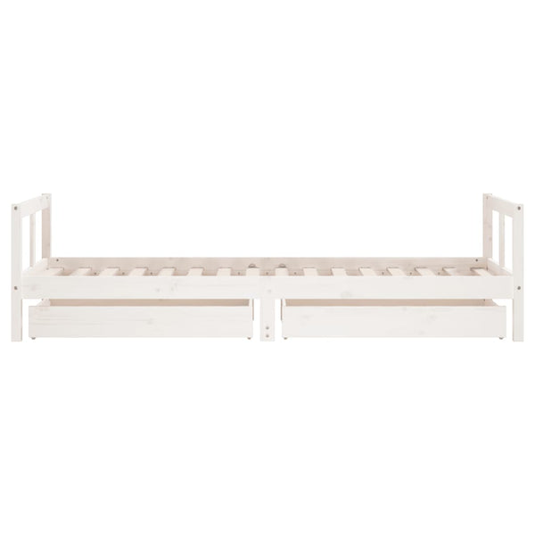 Children's bed frame with drawers 80x200cm white solid pine