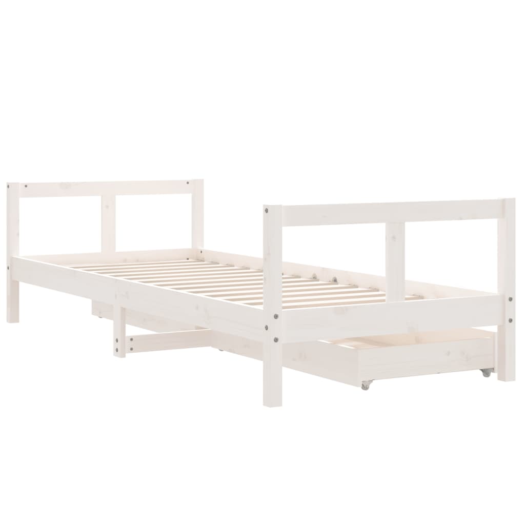 Estructura de cama infantil con cajones 80x200cm pino macizo blanco
