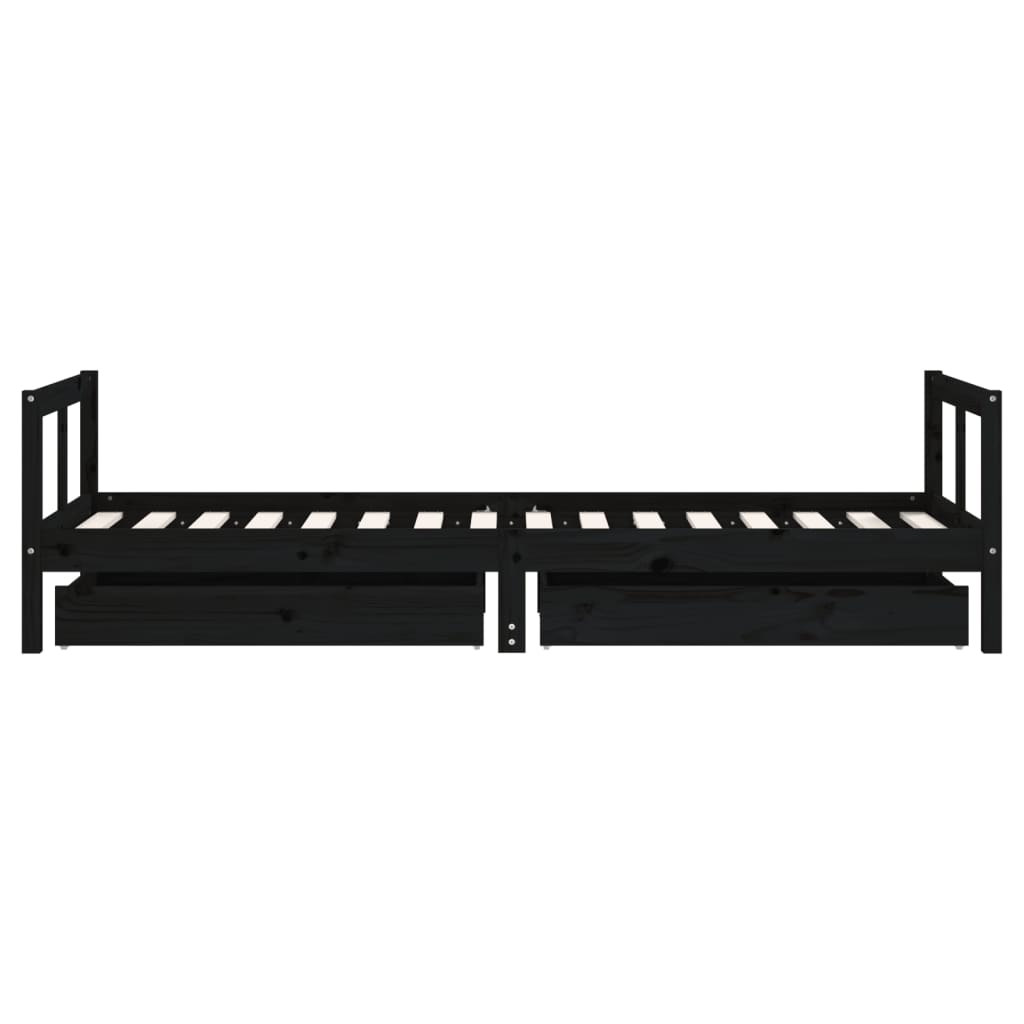 Estructura de cama infantil con cajones 80x200cm pino macizo negro