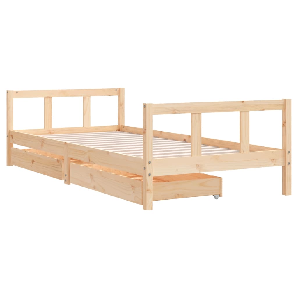 Children's bed frame with drawers 90x200 cm solid pine