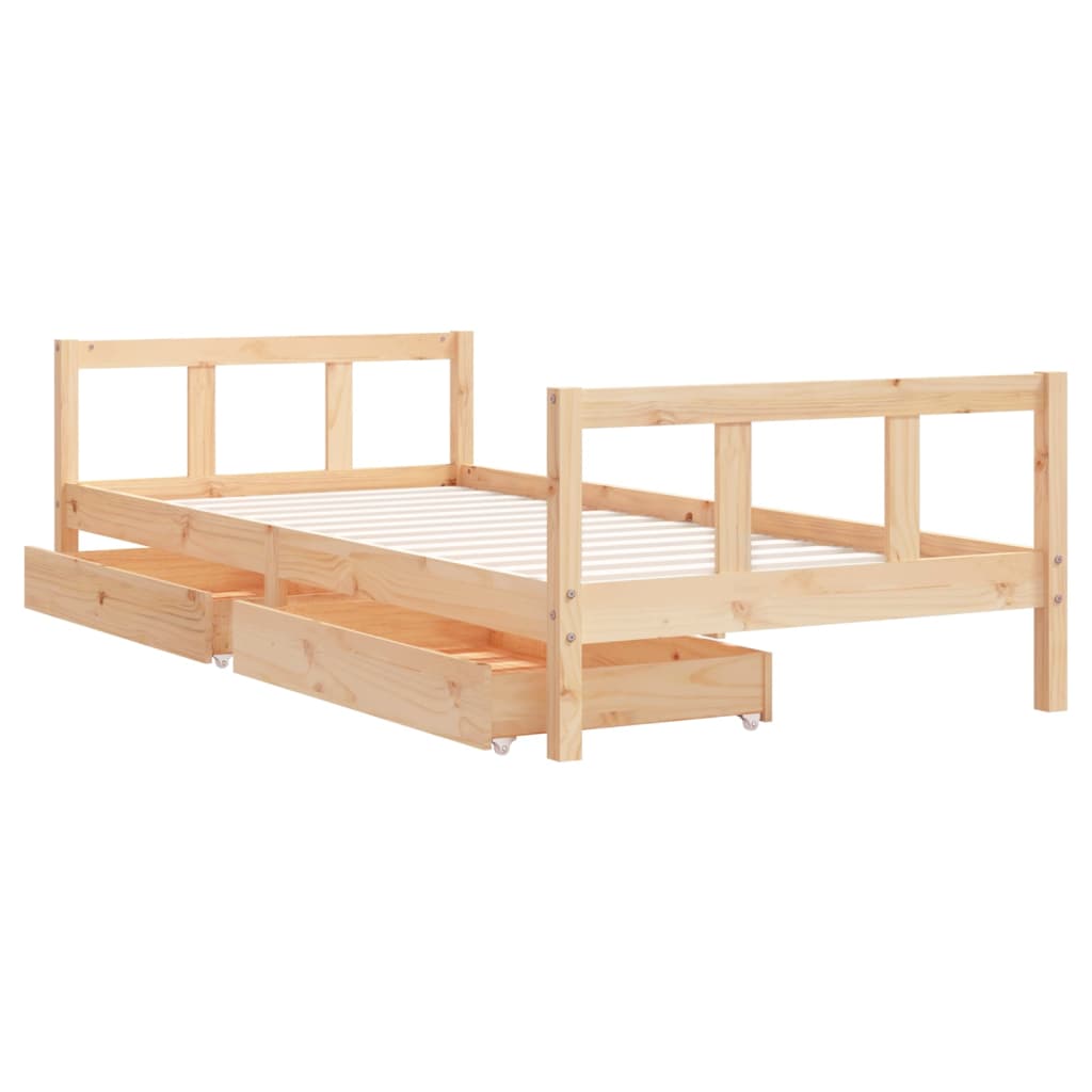 Children's bed frame with drawers 90x200 cm solid pine