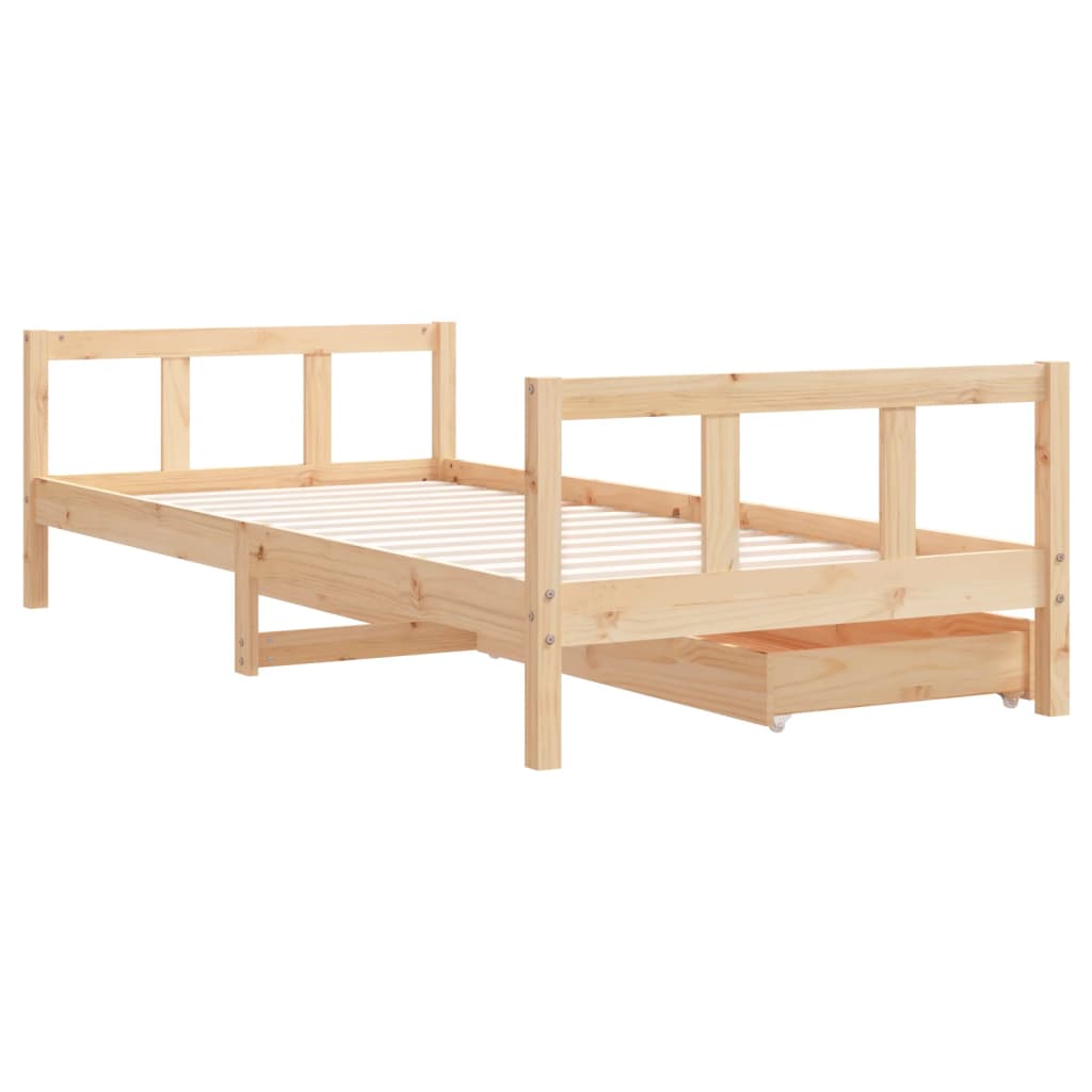 Children's bed frame with drawers 90x200 cm solid pine