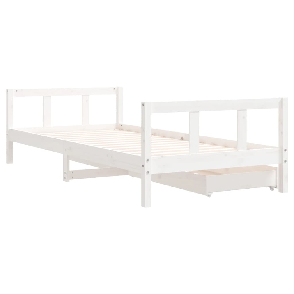 Estructura de cama infantil con cajones 90x200 cm pino macizo blanco