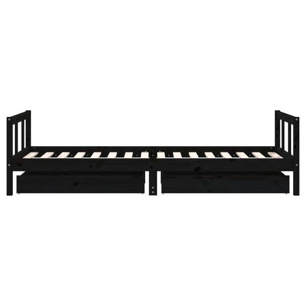 Estructura de cama infantil con cajones 90x200 cm pino macizo negro