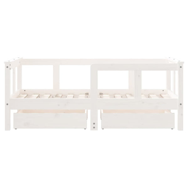 Estrutura cama infantil c/ gavetas 70x140cm pinho maciço branco