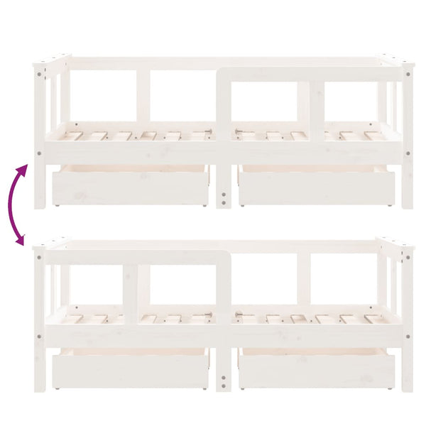 Estructura de cama infantil con cajones 70x140 cm pino macizo blanco